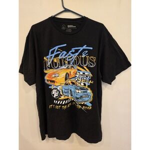 Fast and Furious Black T-Shirt 100% Cotton, XL Universal Studios Y2K Vintage